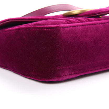 Gucci Velvet Matelasse Small GG Marmont Shoulder Bag Fuchsia Violet Cyclamen 8 of 10