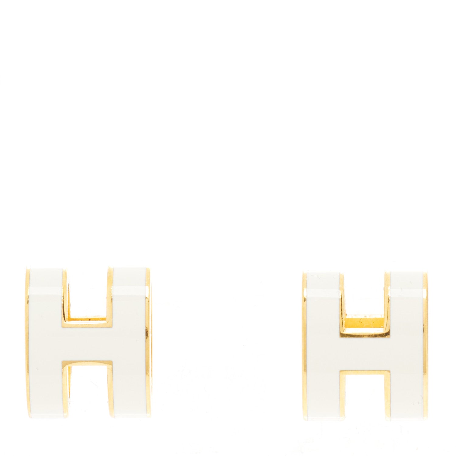 Hermes Gold Lacquered Pop H Earrings White 1 of 7