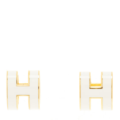 Hermes Gold Lacquered Pop H Earrings White 1 of 7