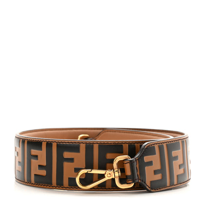 Fendi Calfskin FF 1974 Embossed Strap You Tobacco Black 1 of 5