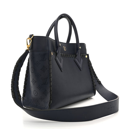 Louis Vuitton Calfskin Mahina Braided On My Side MM Navy 3 of 11