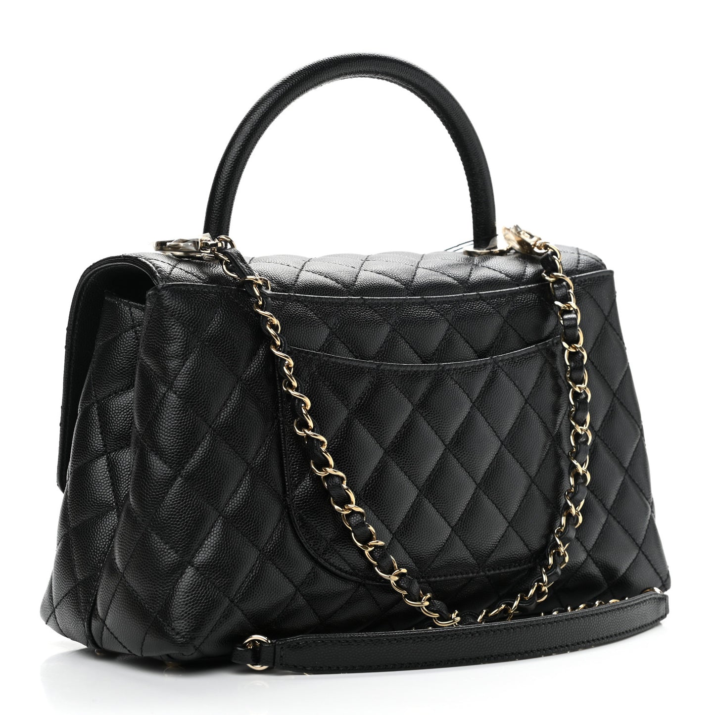 Caviar Quilted Small Coco Handle Flap Black