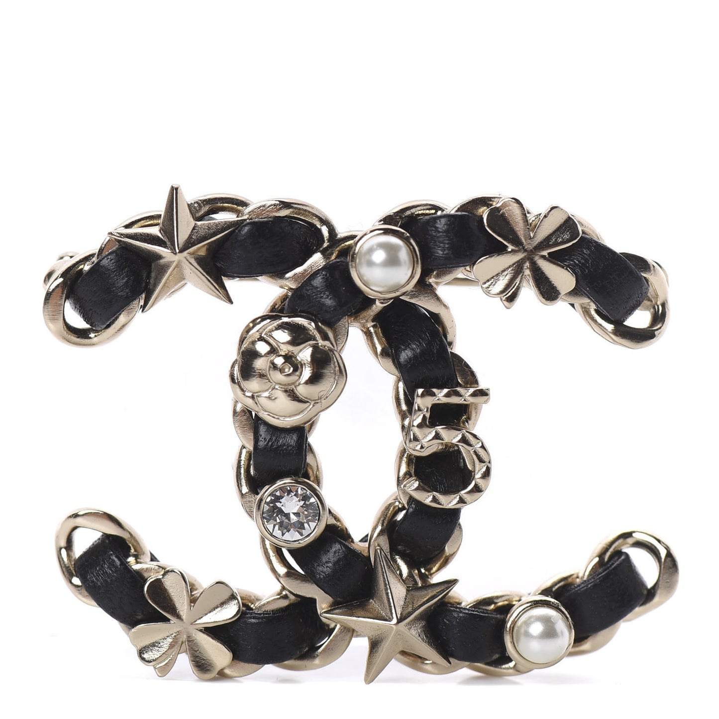 Lambskin Pearl Strass Sergeant Brooch Gold