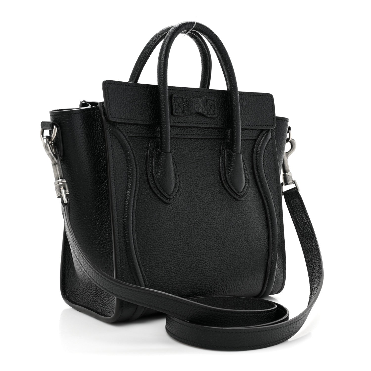 Celine Drummed Calfskin Nano Luggage Black 3 of 11