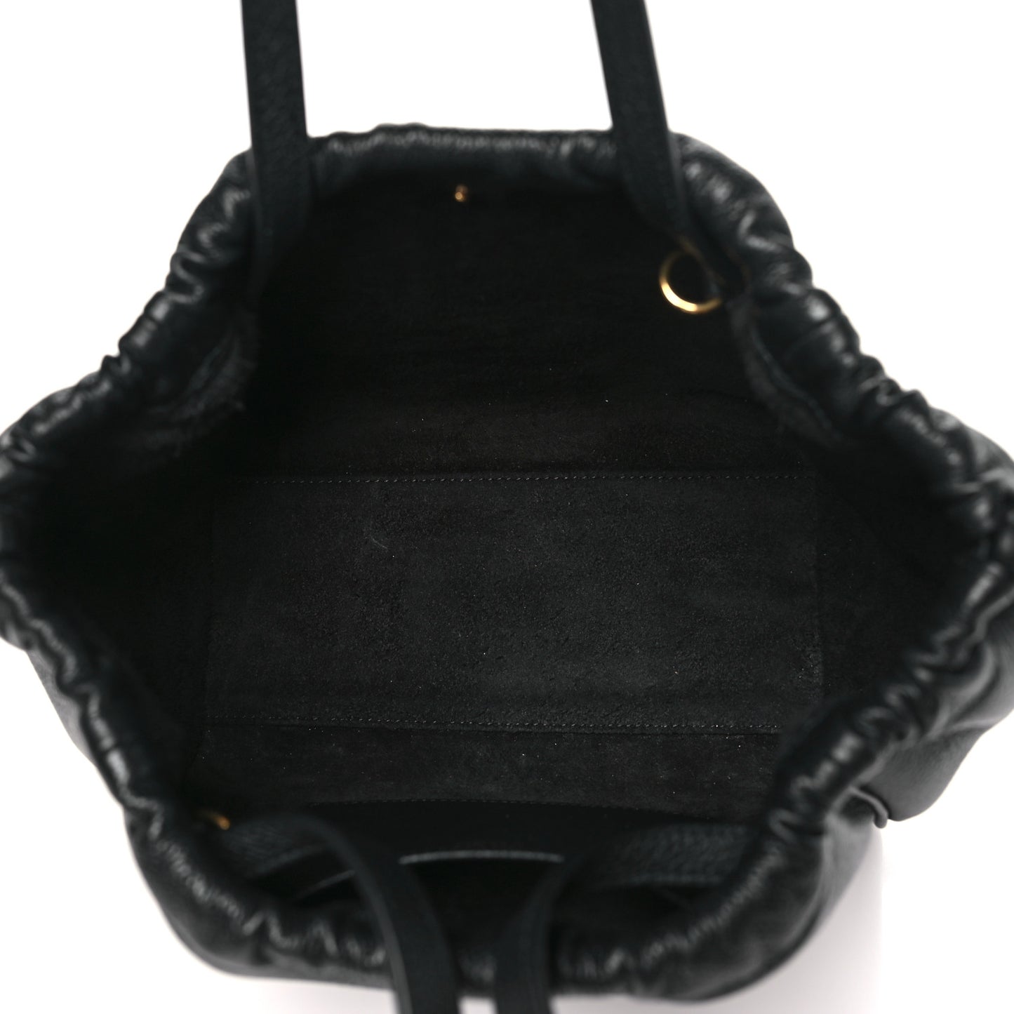 Grained Calfskin Cuir Triomphe Small Cabas Drawstring Black