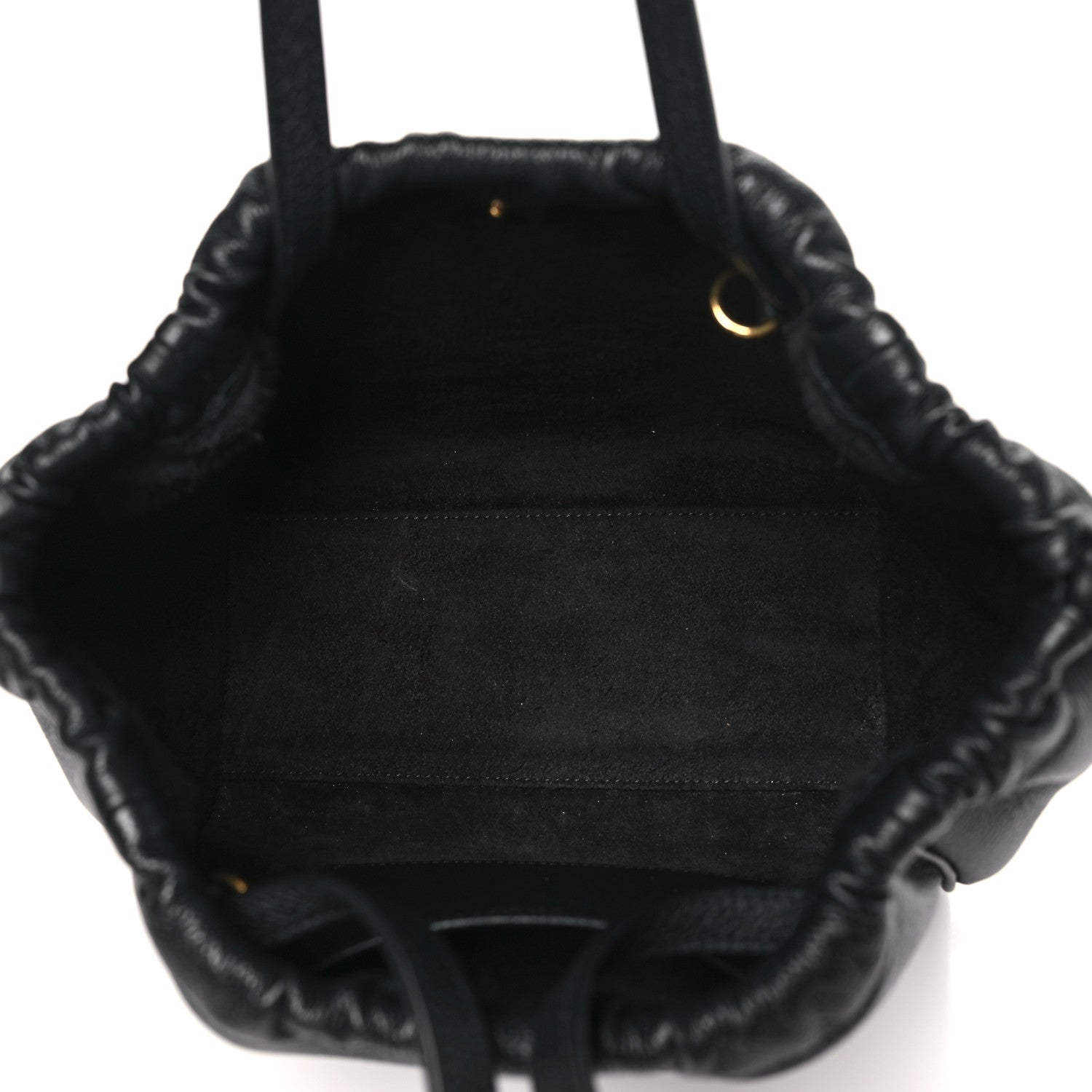 Celine Grained Calfskin Cuir Triomphe Small Cabas Drawstring Black 5 of 10