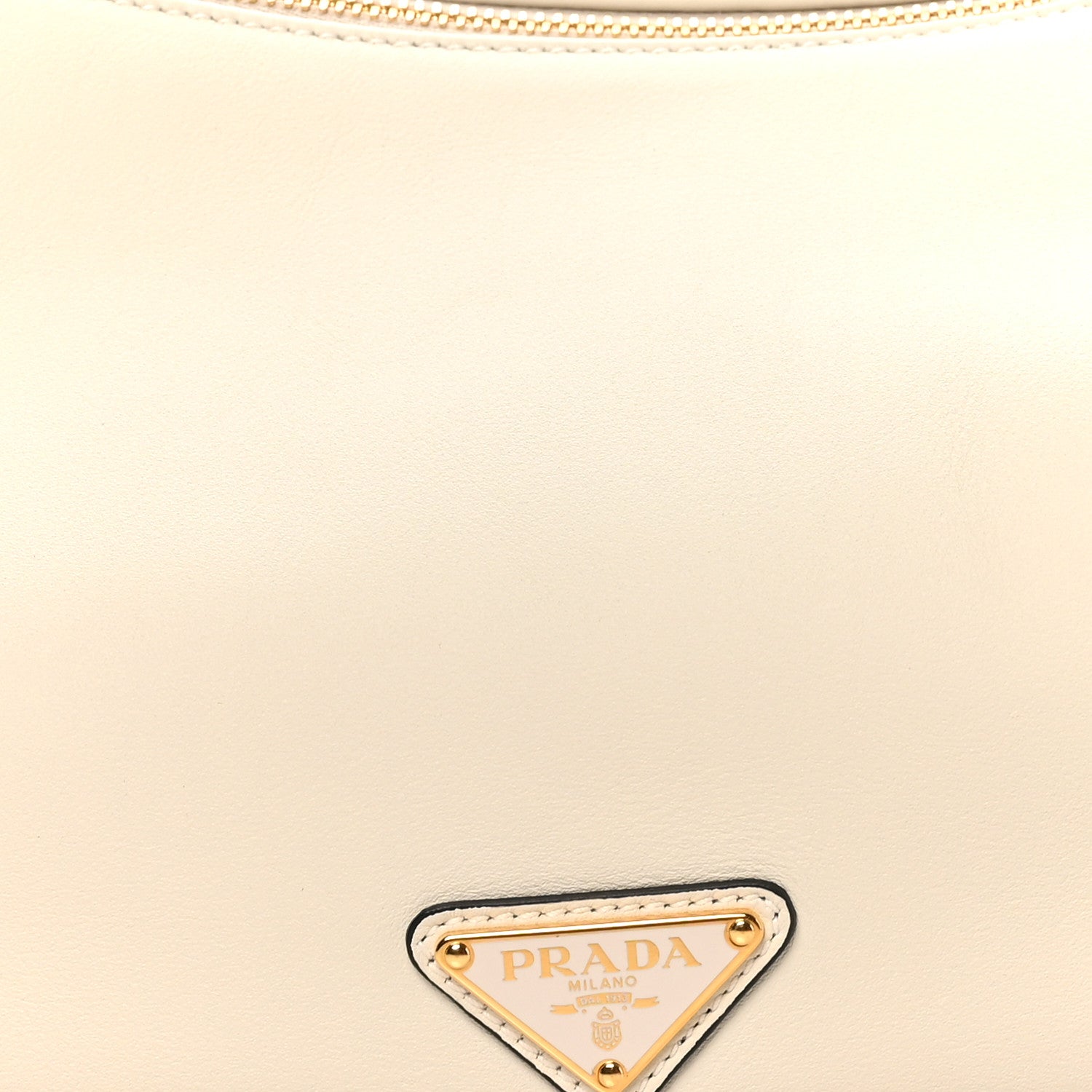 Prada Soft Grain Calfskin Large Demi-Lune Shoulder Bag White 7 of 9