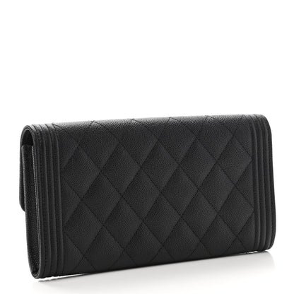 Chanel Caviar Quilted Large Boy Gusset Flap Wallet Black 3 of 8