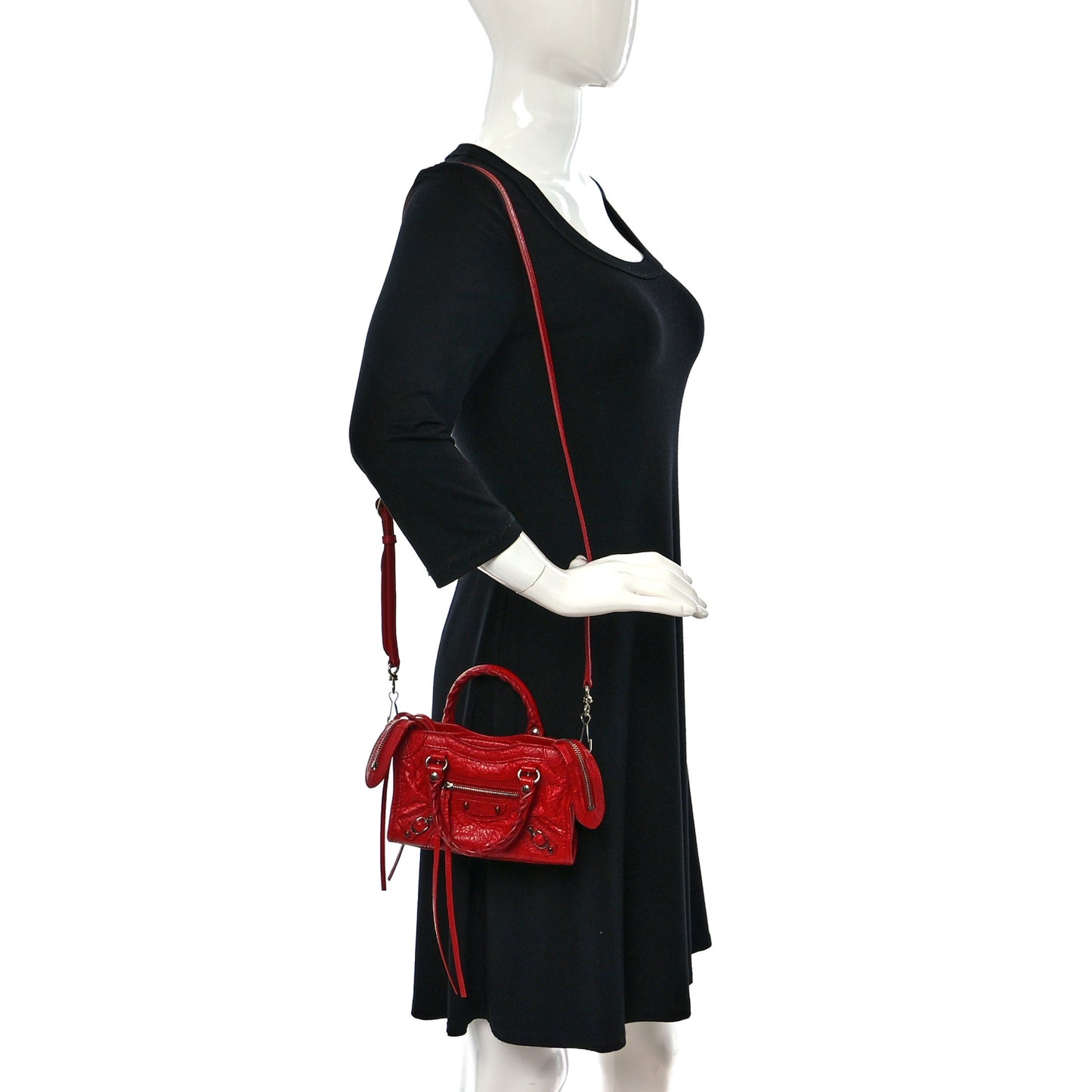 Agneau Classic Silver Hardware Nano City Rouge Groseille