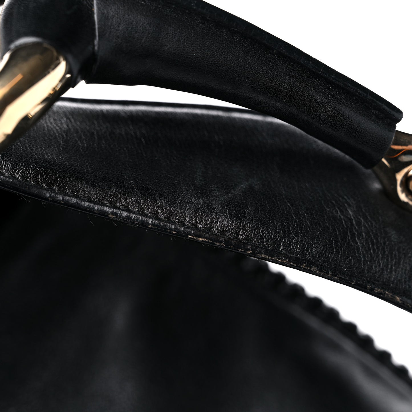 Calfskin Large Horsebit Chain Hobo Black