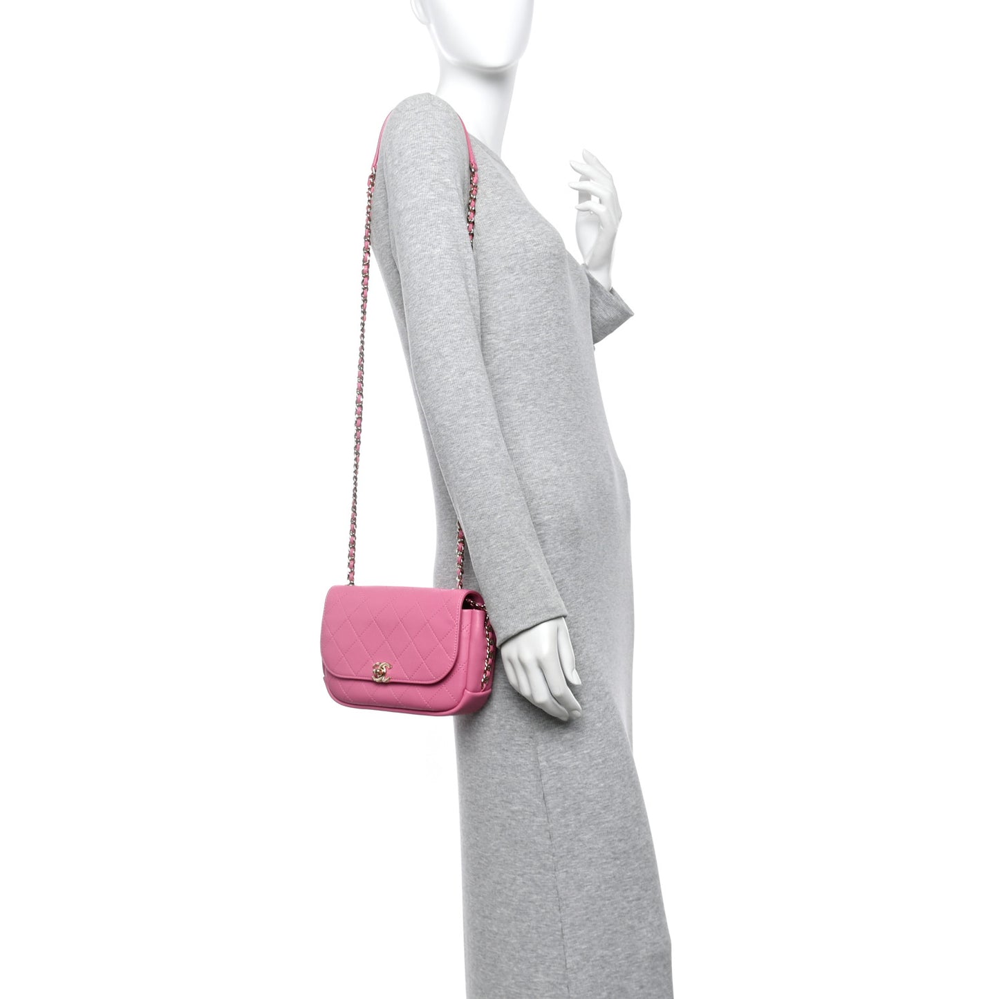 Goatskin Stitched Casual Trip Single Flap Pink
