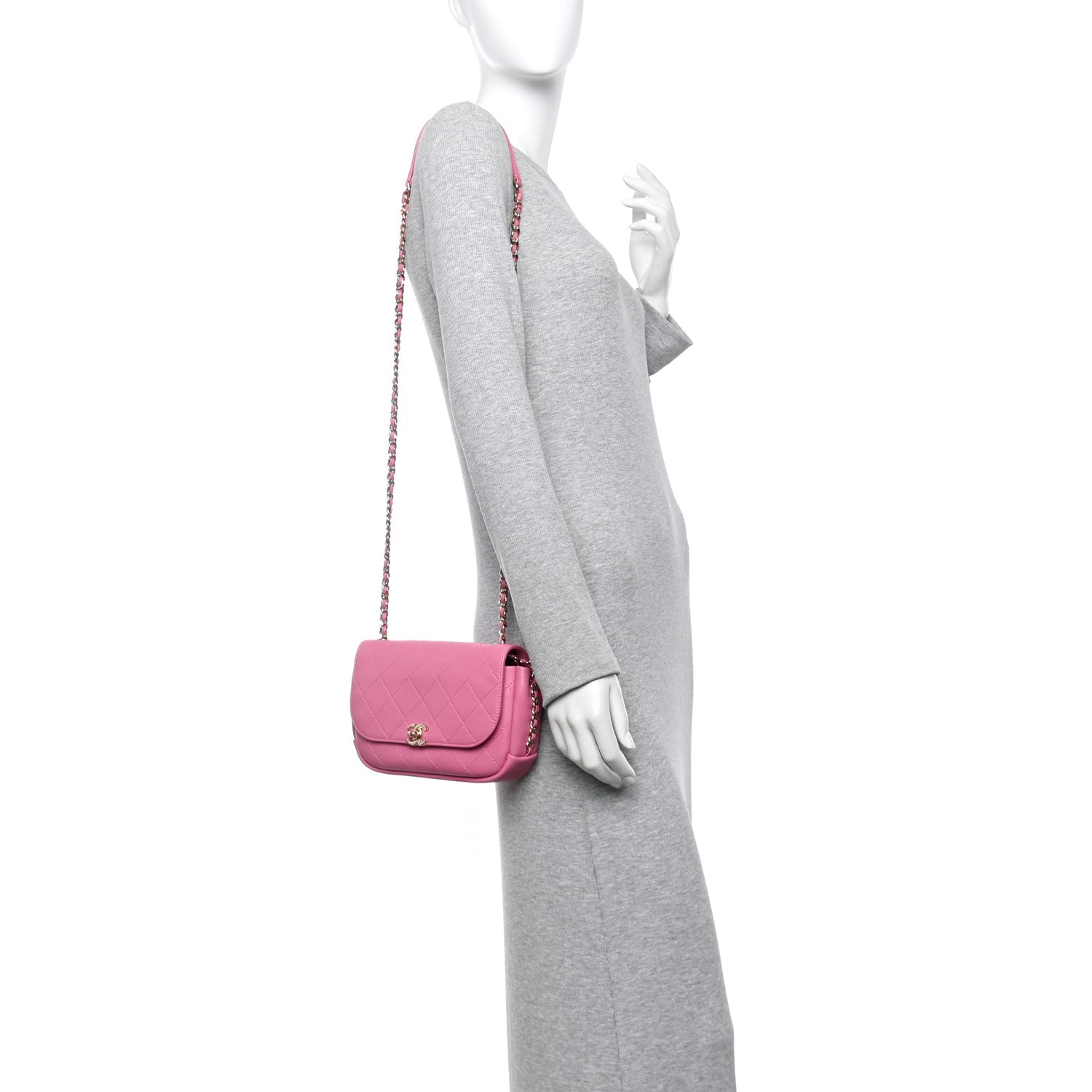 Chanel Goatskin Stitched Casual Trip Single Flap Pink 2 of 13