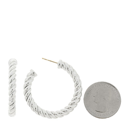 David Yurman Sterling Silver Sculpted Cable Hoop Earrings 2 of 4