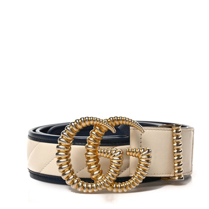 Gucci Azalea Calfskin Matelasse Diagonal Torchon Double G 40mm Belt 95 38 Mystic White Blue Agata 1 of 4