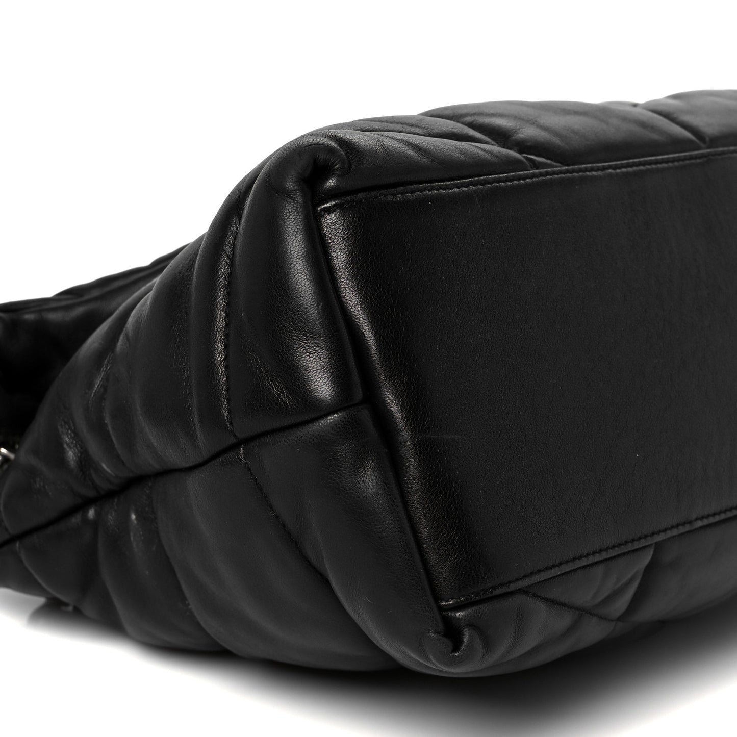 Lambskin Quilted Medium Loulou Puffer Monogram Chain Satchel Black