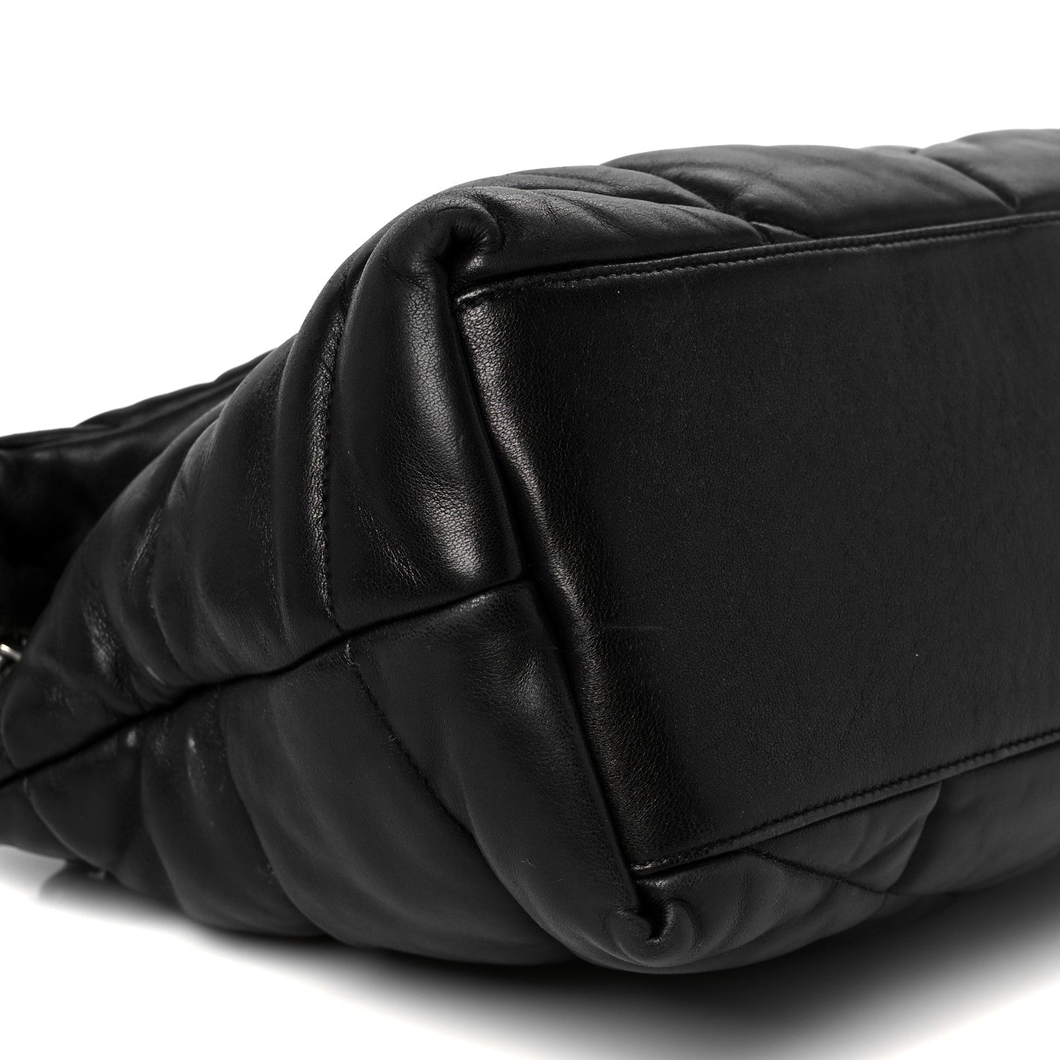 Saint Laurent Lambskin Quilted Medium Loulou Puffer Monogram Chain Satchel Black 10 of 11
