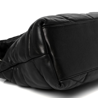 Saint Laurent Lambskin Quilted Medium Loulou Puffer Monogram Chain Satchel Black 10 of 11