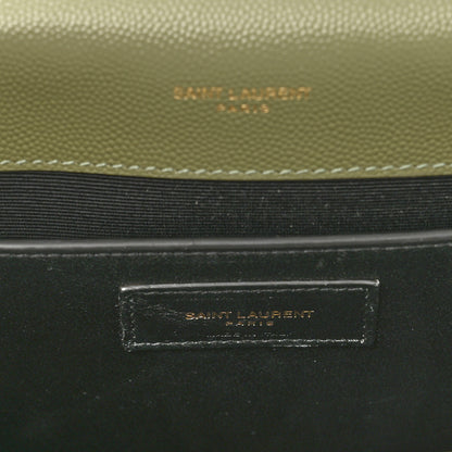 Saint Laurent Grain De Poudre Textured Mixed Matelasse Triquilt Medium Monogram Satchel Light Sage 7 of 10