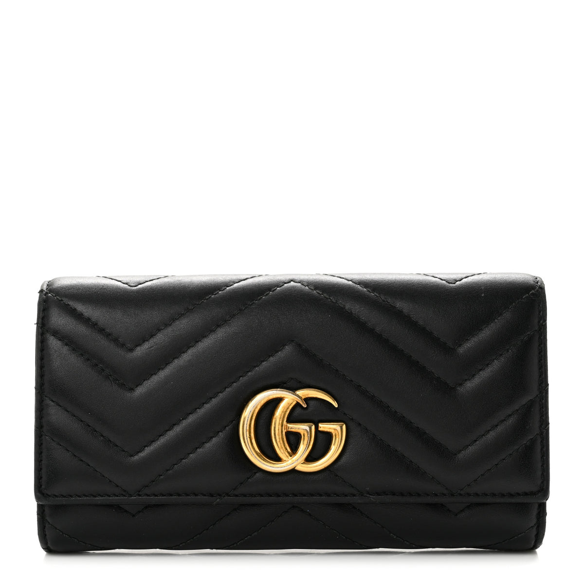 Gucci Calfskin Matelasse GG Marmont Continental Wallet Black 1 of 12
