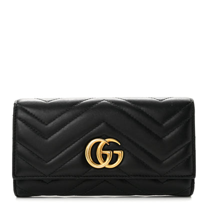 Gucci Calfskin Matelasse GG Marmont Continental Wallet Black 1 of 12
