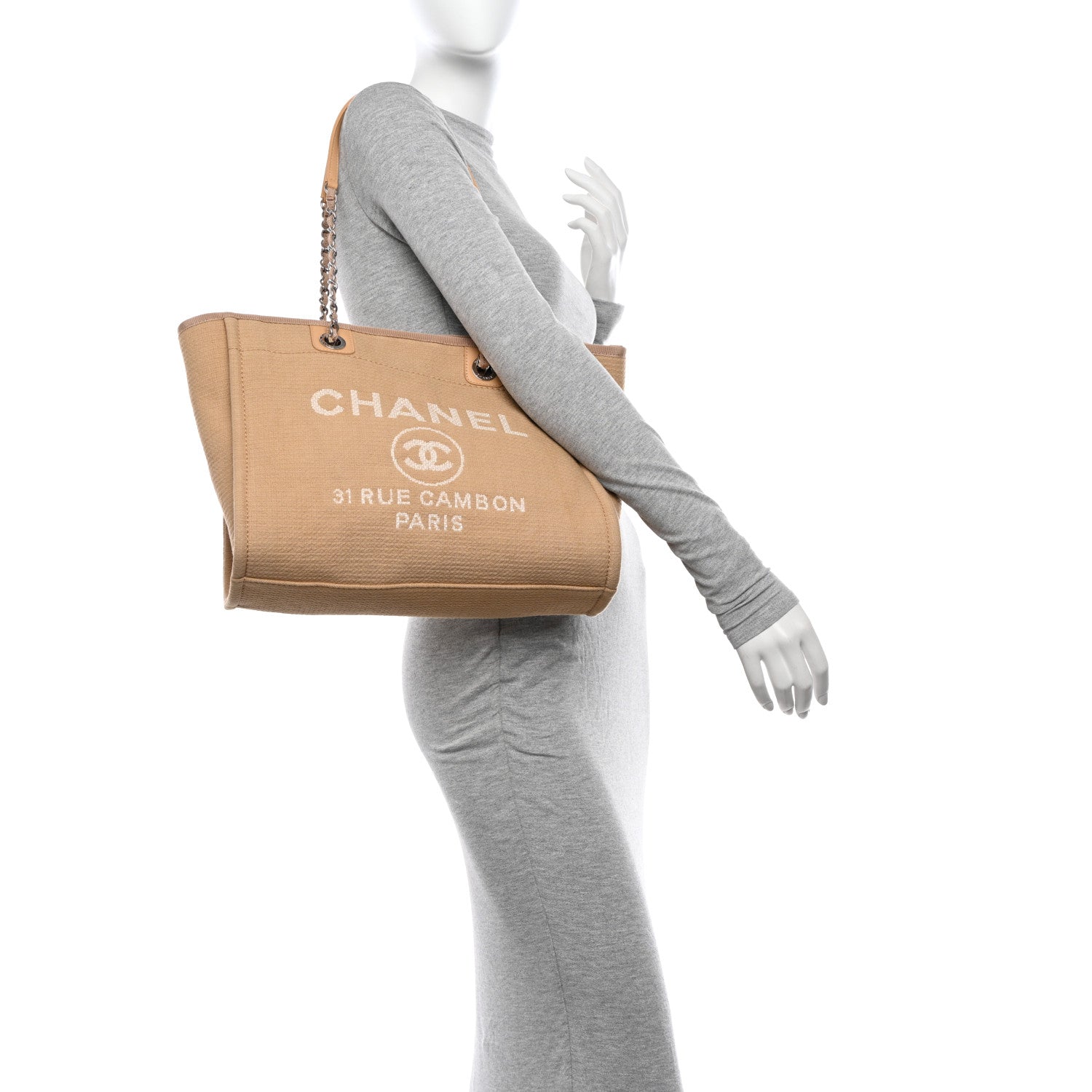 Chanel Mixed Fibers Small Deauville Tote Beige 2 of 11