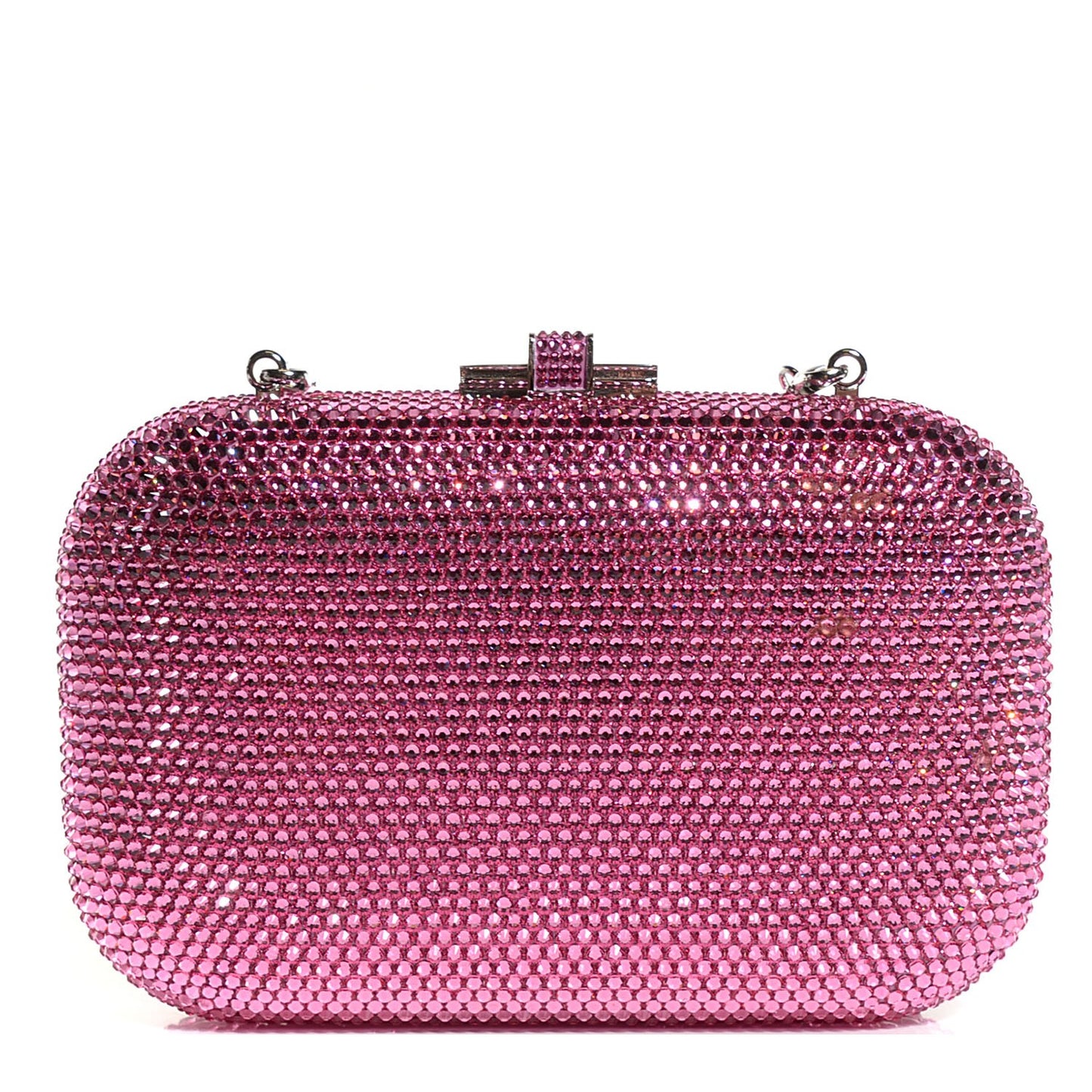Crystal Slide Lock Minaudière Clutch Rose