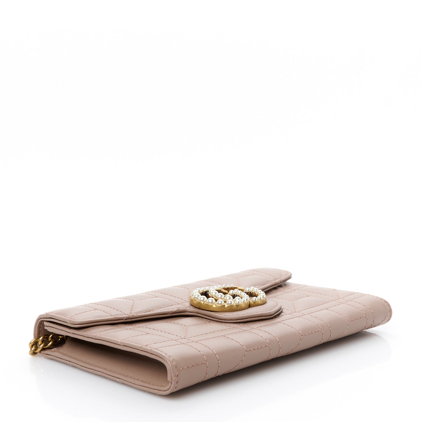 Calfskin Matelasse Mini Pearly GG Marmont Chain Wallet Porcelain Rose
