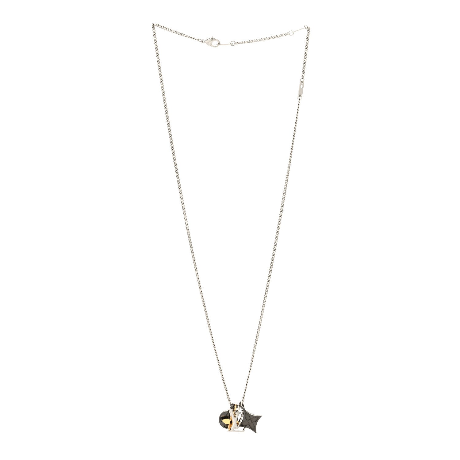 Louis Vuitton Metal LV Instinct Necklace Silver Gold 3 of 6