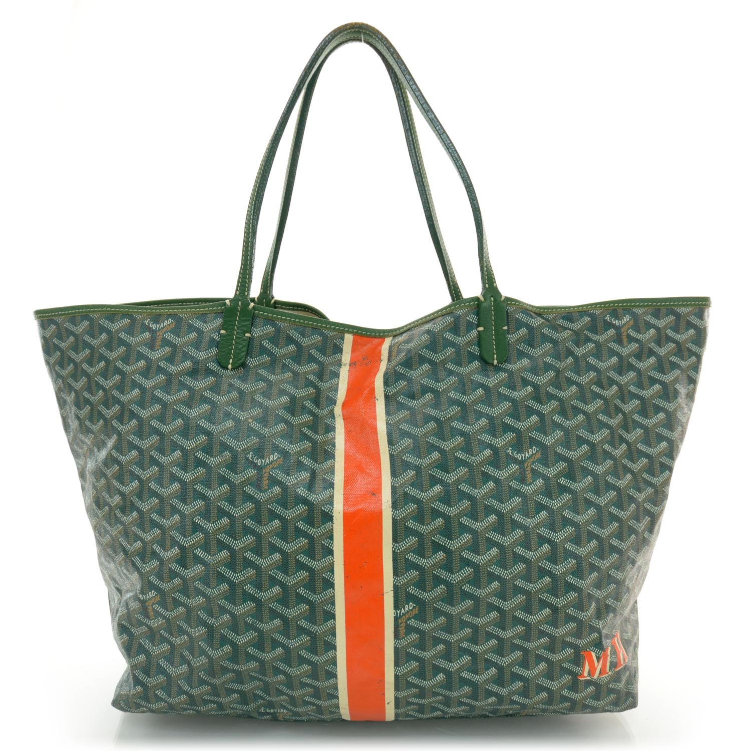 Goyard Goyardine Saint Louis GM Green w Orange Stripe 1 of 9
