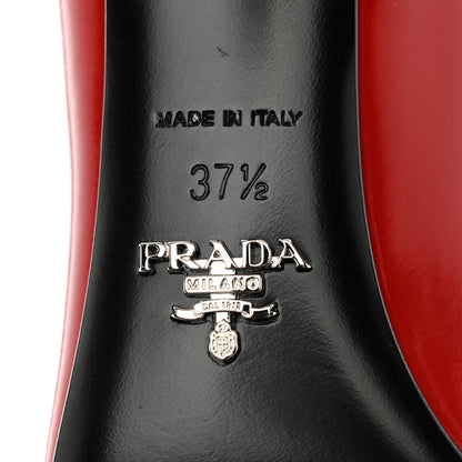 Prada Spazzolato Triangle Logo Pointed Toe 75mm Pumps 37.5 Scarlatto 7 of 10