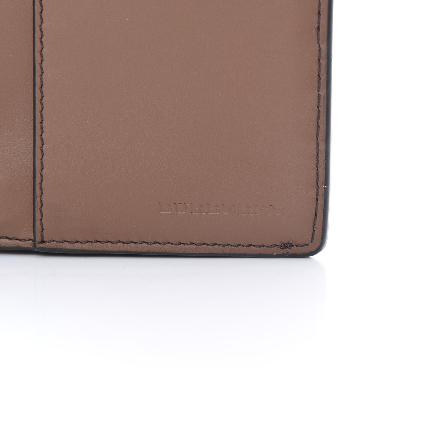 Grainy Calfskin House Check Vertical Wallet Tan