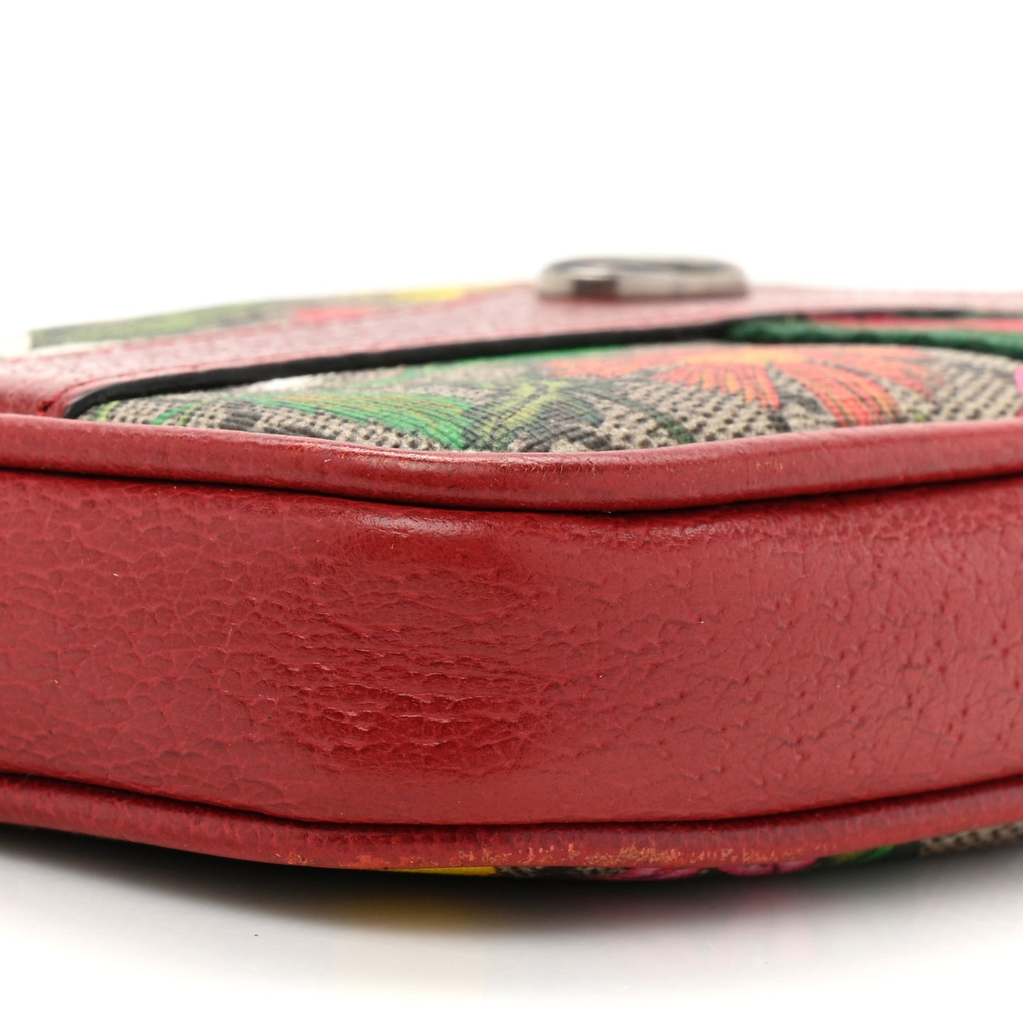 GG Supreme Monogram Flora Web Ophidia Wristlet Bag Red