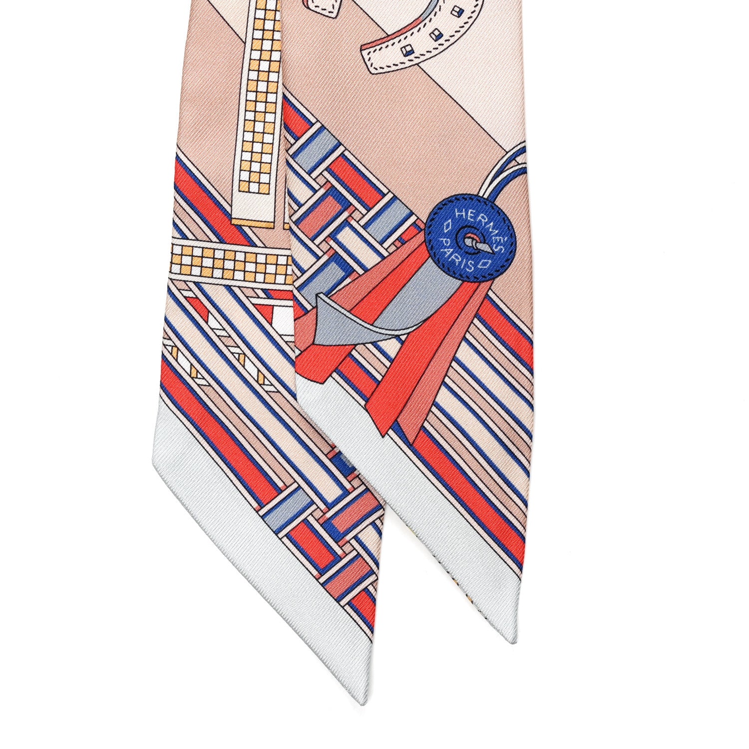 Hermes Silk Brides et Gris Twilly Rose Poudre Bleu Gris 4 of 4