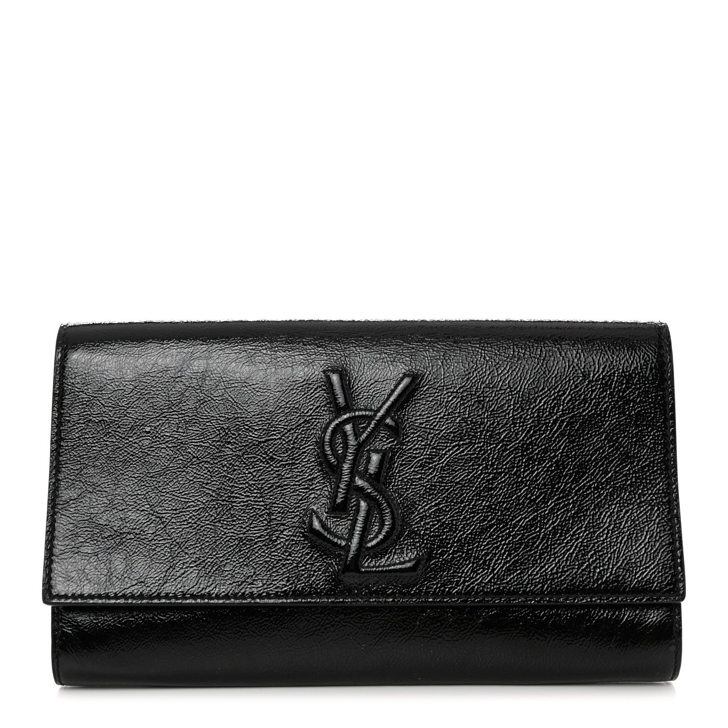 Saint Laurent Textured Patent Monogram Large Belle De Jour Clutch Black 1 of 7