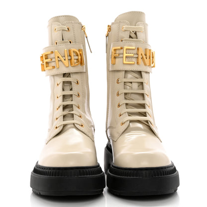 Fendi Vitello Abrasivato Fendigraphy 50mm Biker Boots 41 White 2 of 12