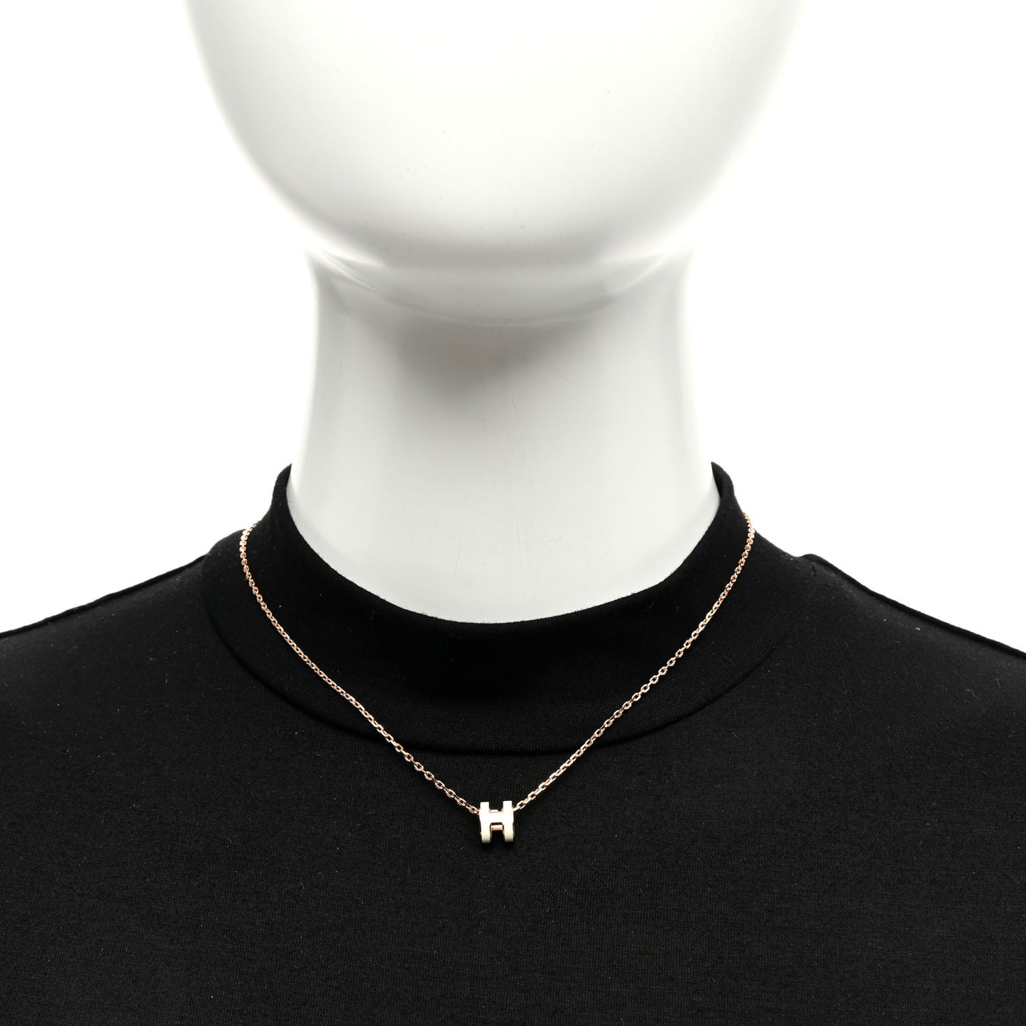 Lacquered Rose Gold Mini Pop H Pendant Necklace White