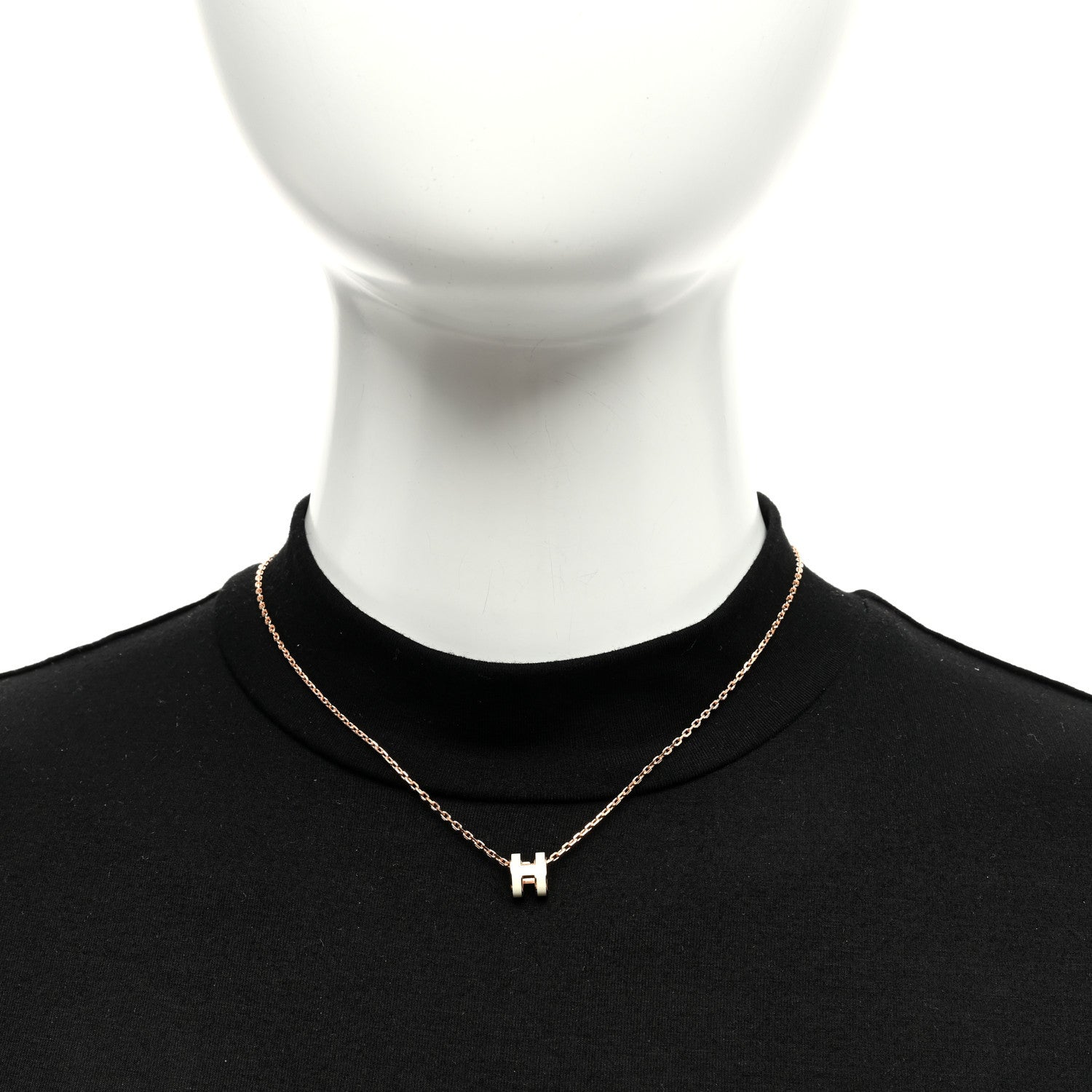 Hermes Lacquered Rose Gold Mini Pop H Pendant Necklace White 2 of 6