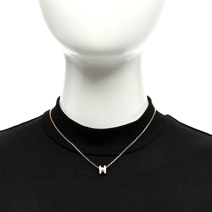 Hermes Lacquered Rose Gold Mini Pop H Pendant Necklace White 2 of 6