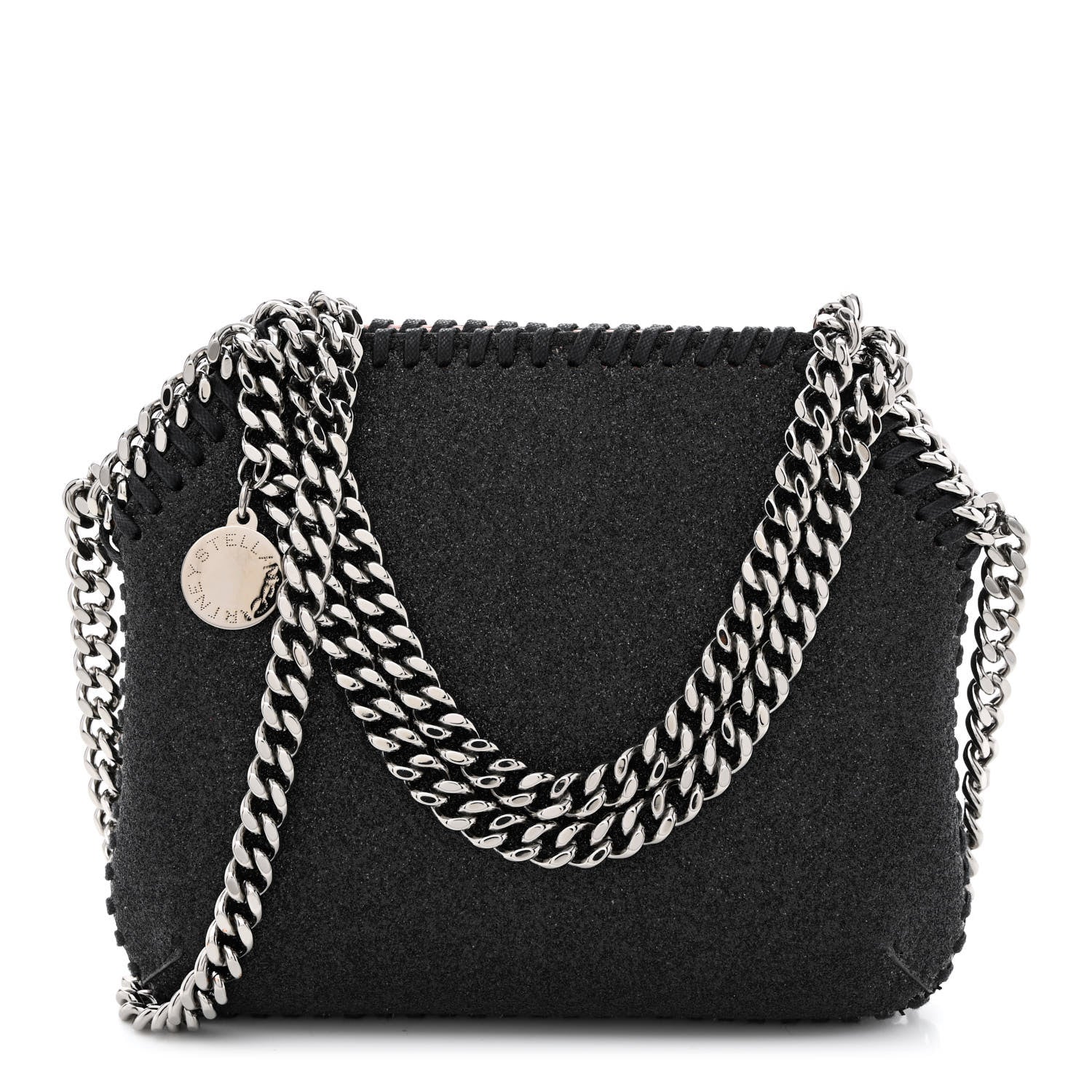 Stella McCartney Metallic Glitter Mini Falabella Box Shoulder Bag Black 1 of 11
