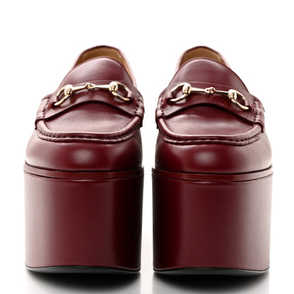 Gucci Ancora Calfskin Womens Horsebit Platform Loafers 38 Rosso 2 of 9