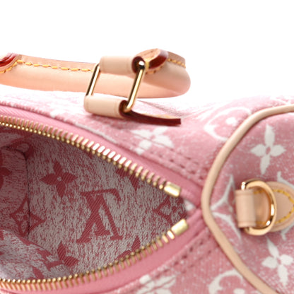 Louis Vuitton Monogram Jacquard Denim Nano Speedy Bandouliere Pink 5 of 9