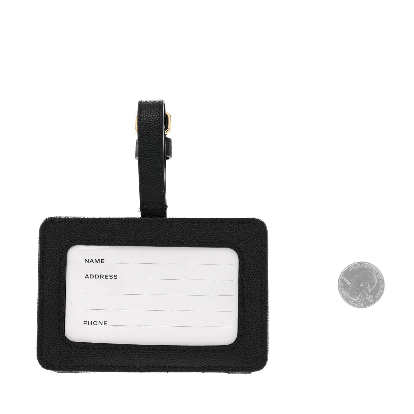 Caviar Quilted Luggage Tag Black