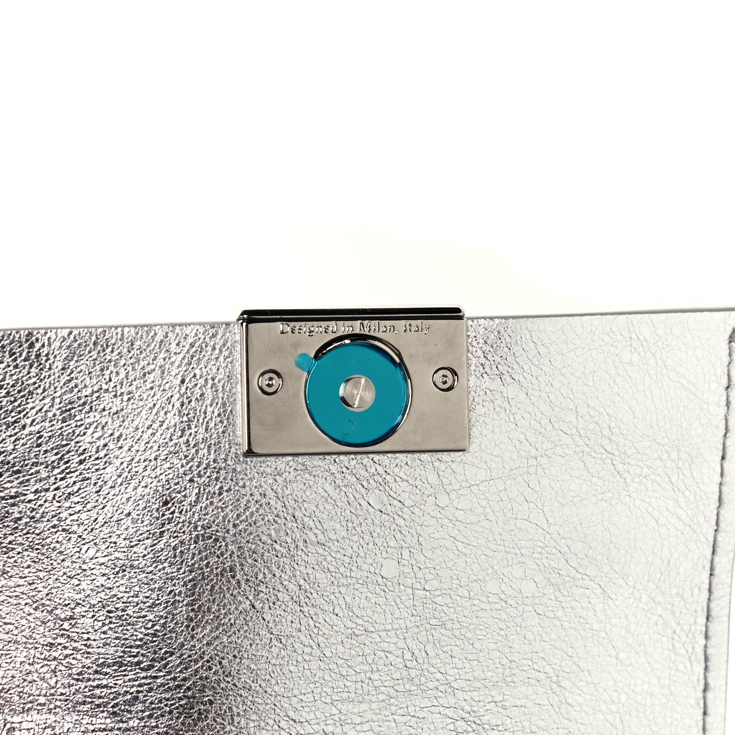 Off-White Calfskin Metallic Small Binder Clip Crossbody Silver 7 of 10