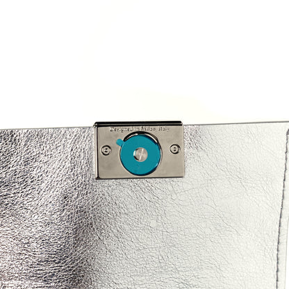 Off-White Calfskin Metallic Small Binder Clip Crossbody Silver 7 of 10