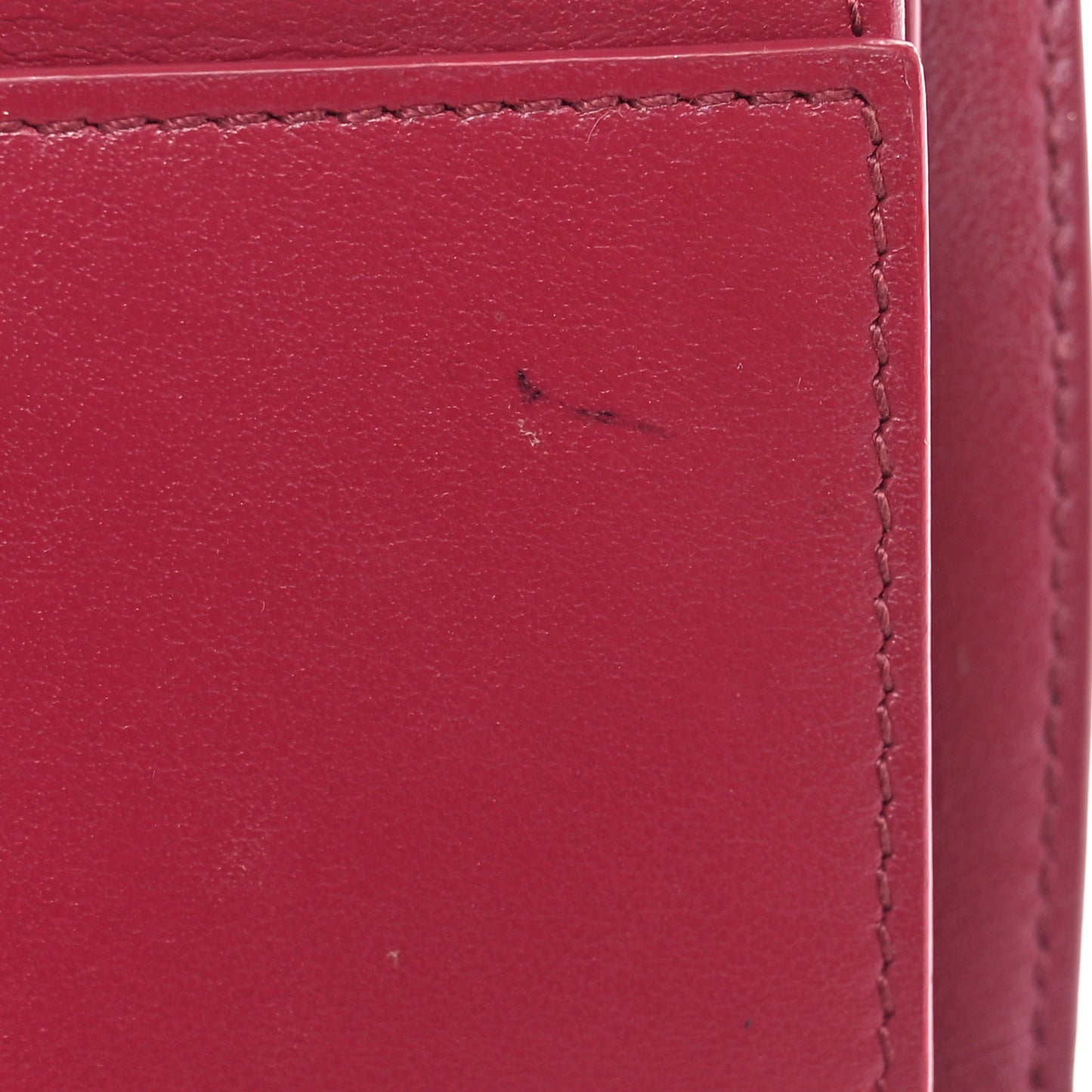 Grained Calfskin Small Tri-Fold Wallet Red