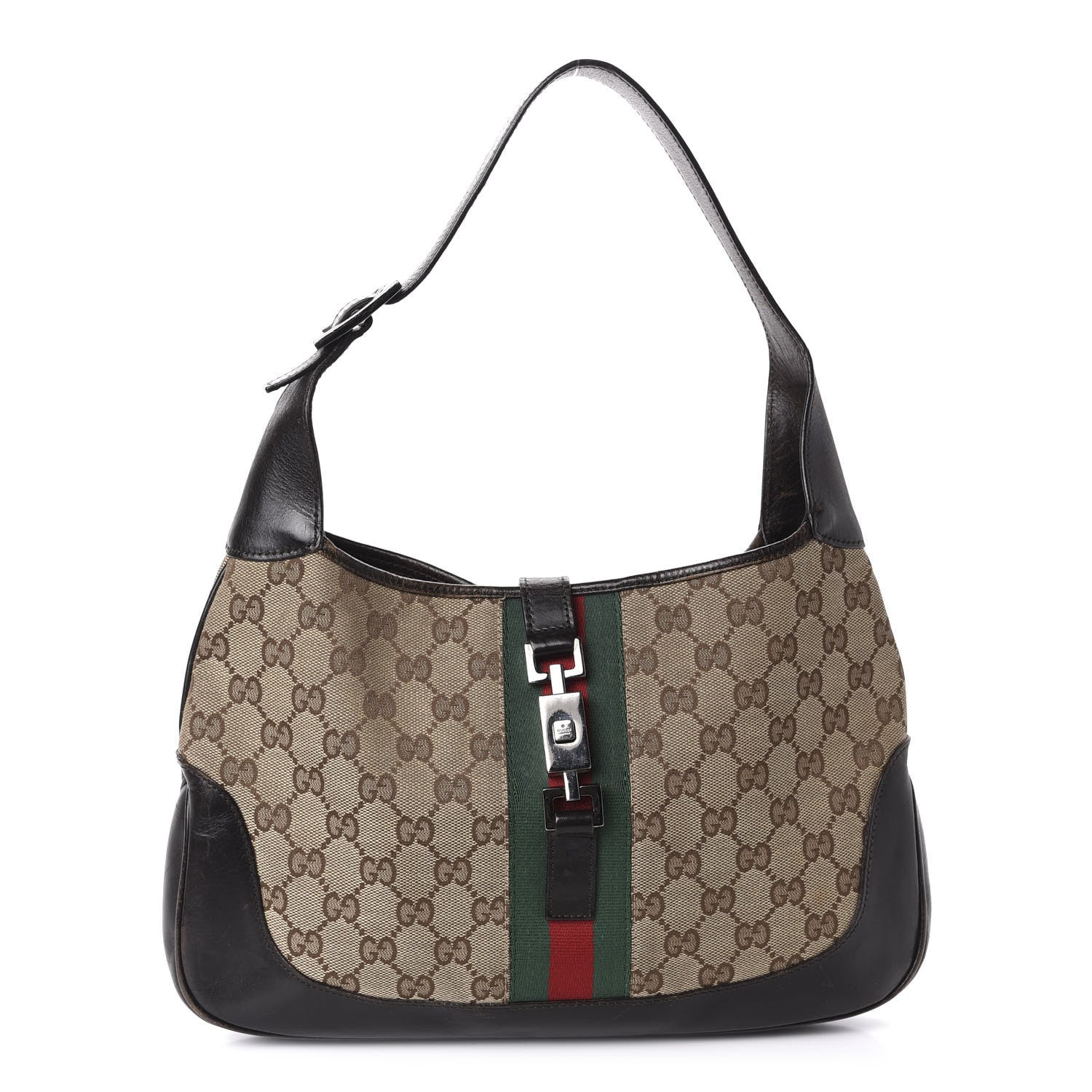 Gucci Monogram Web Jackie O Hobo Dark Brown 1 of 14