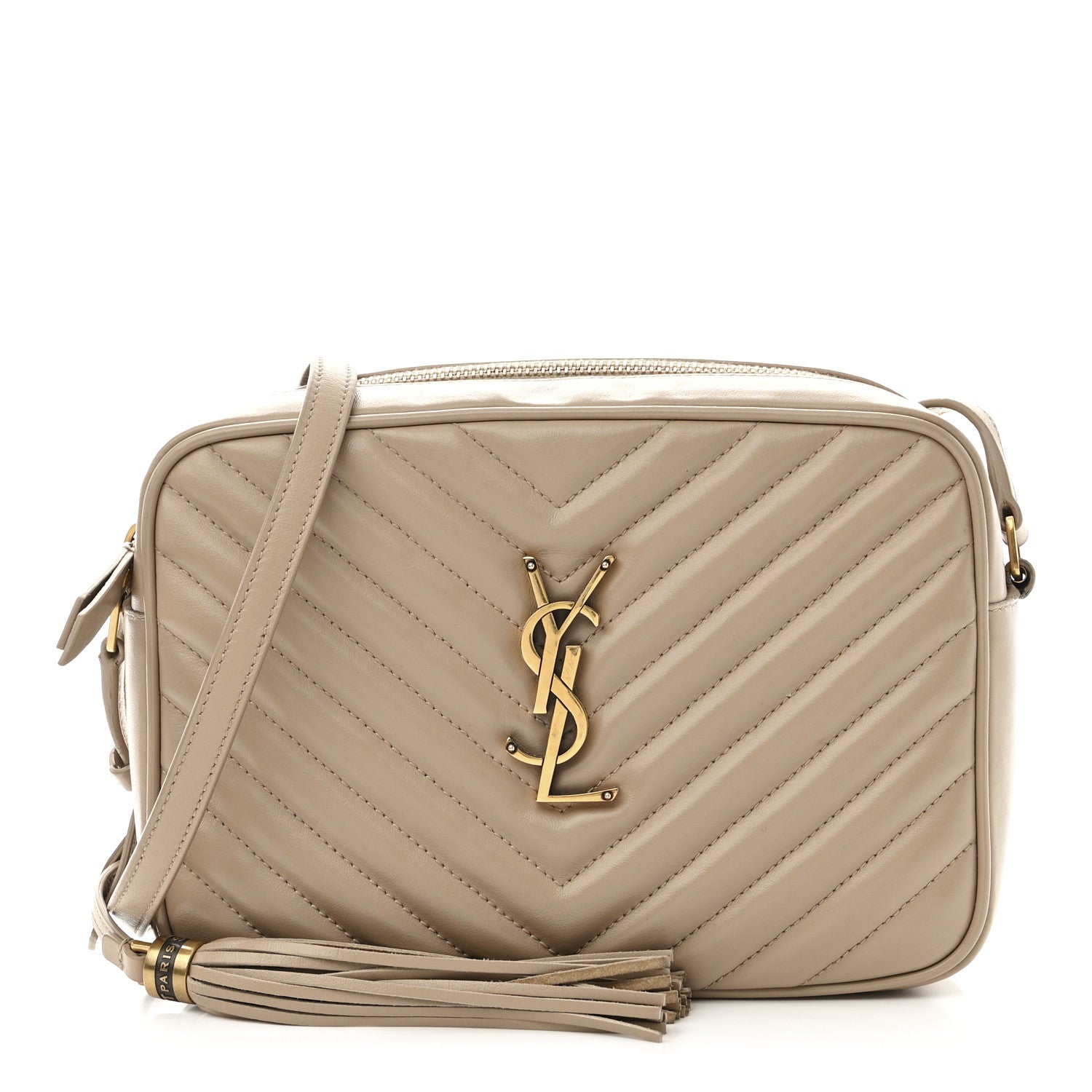 Saint Laurent Calfskin Matelasse Monogram Lou Camera Bag Dark Beige 1 of 14