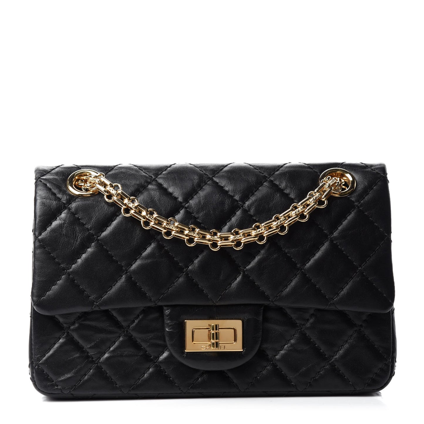 Aged Calfskin Quilted 2.55 Reissue Mini Flap Black
