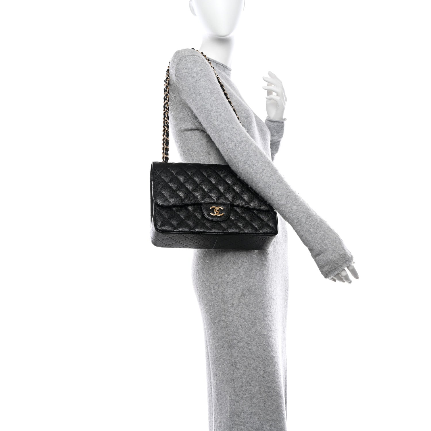 Chanel Caviar Quilted Jumbo Double Flap Black 2 of 12