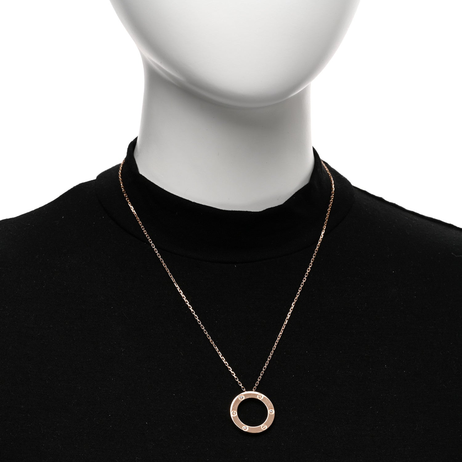 Cartier 18K Pink Gold 3 Diamonds LOVE Pendant Necklace 2 of 6